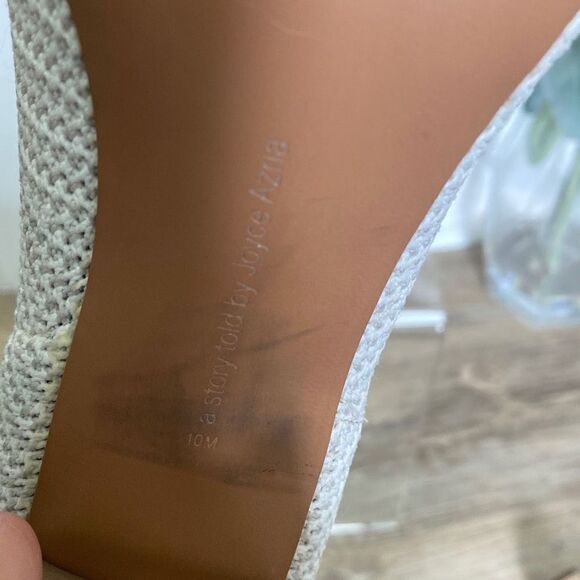 Avec Les Filles Mariah Peep Toe Stretch Knit Sock Ankle Booties Wood Heels White - Picture 11 of 13